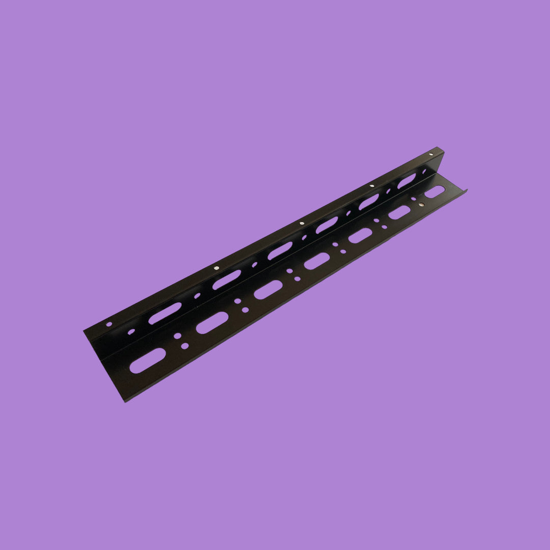 Matte black cable tray.