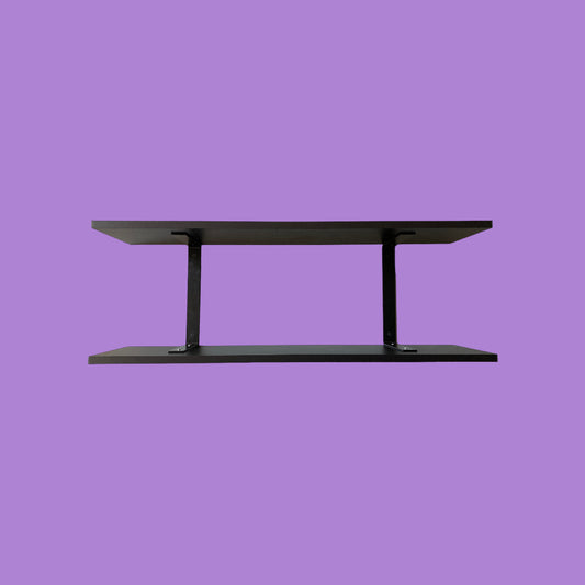 Matte black wall shelf with matte black brackets.